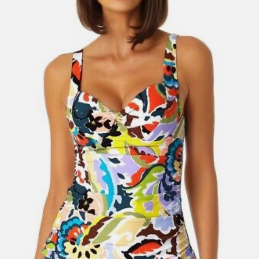 NWT Anne Cole Kashmir Paisley tankini top in 36DD/38D